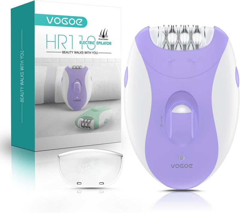 VOGOE Epilators Hair Removal for Women with 21 Tweezers & LED Light, 2 Speeds Cordless Epilator for Women, Electric Hair Removal Epilators Rechargeable for Arms & Legs HR110 (Purple) - Image 1